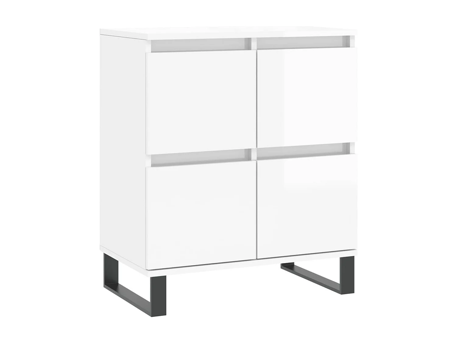 Buffets 2 pcs blanc brillant bois d'ingénierie