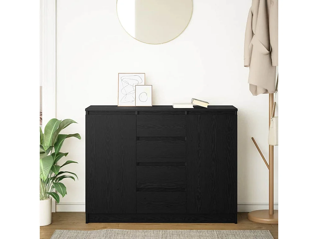Buffet avec tiroirs chêne noir 100,5x35x76 cm bois d'ingénierie