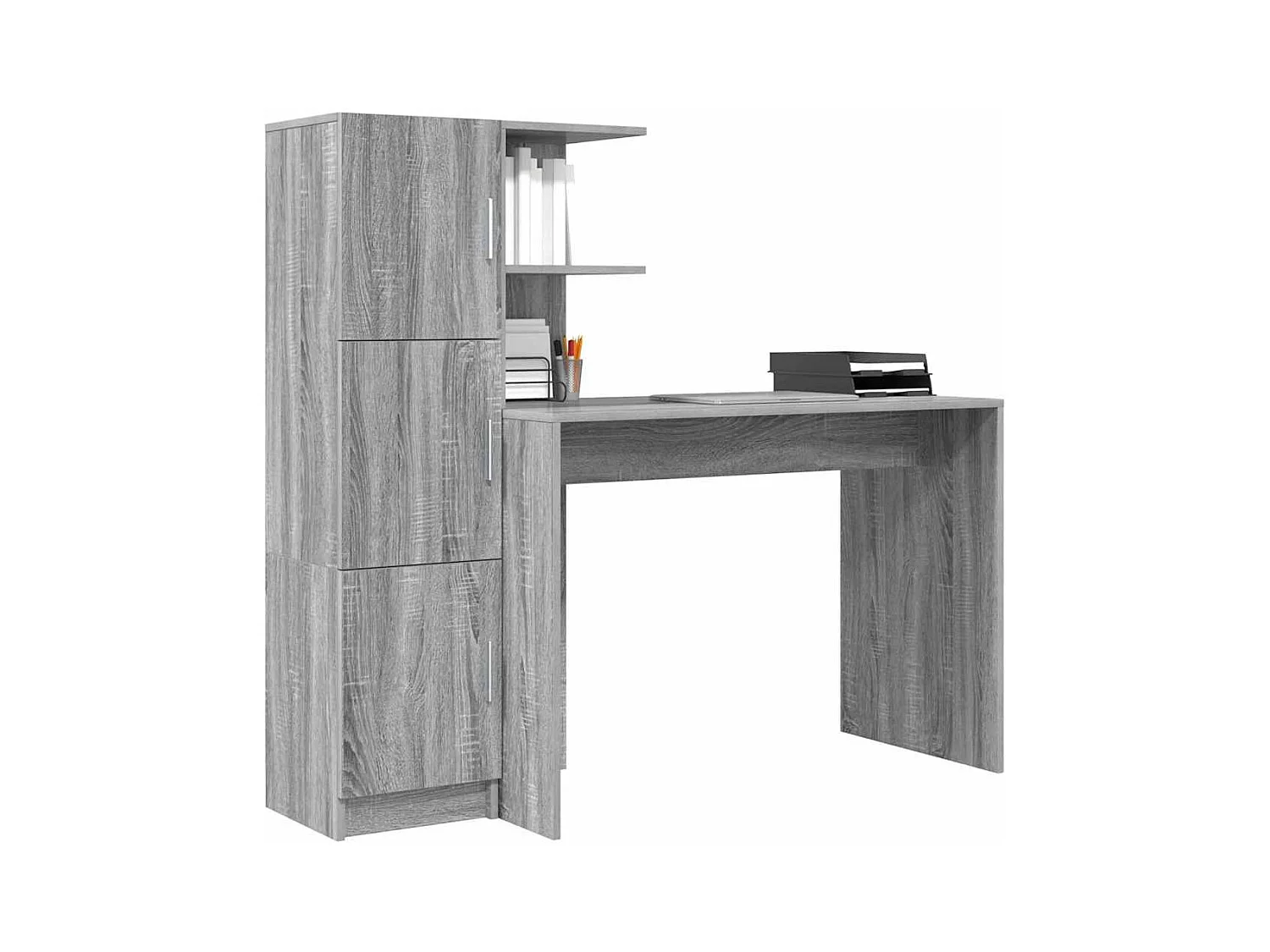 Bureau avec rangement 2 pcs Sonoma gris 102 x 50 x 124 cm