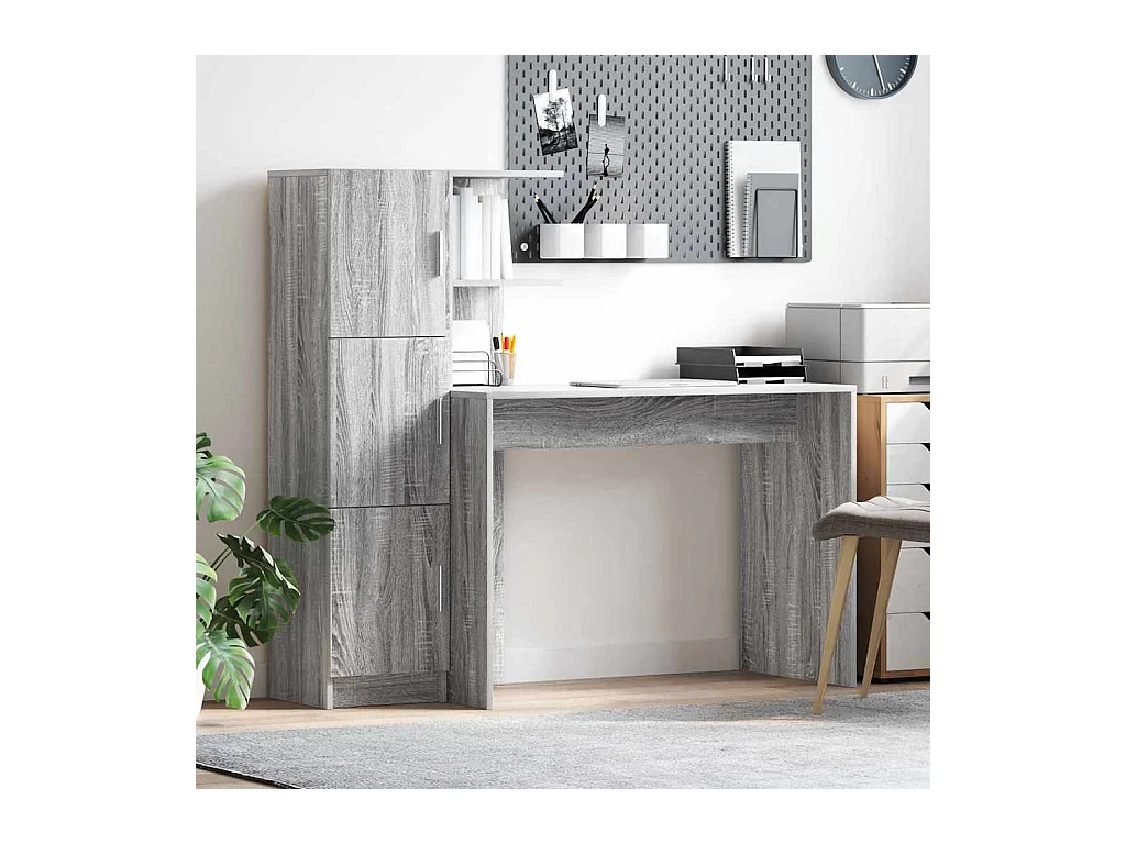 Bureau met opbergruimte 2 stuks Sonoma grijs 102 x 50 x 124 cm