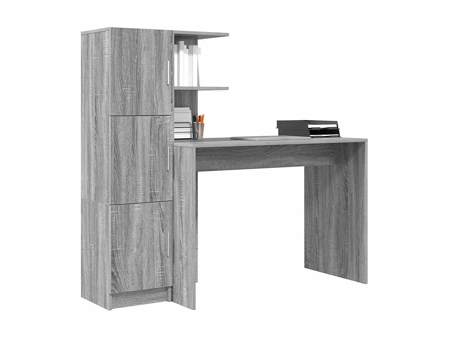 Bureau avec rangement 2 pcs Sonoma gris 102 x 50 x 124 cm