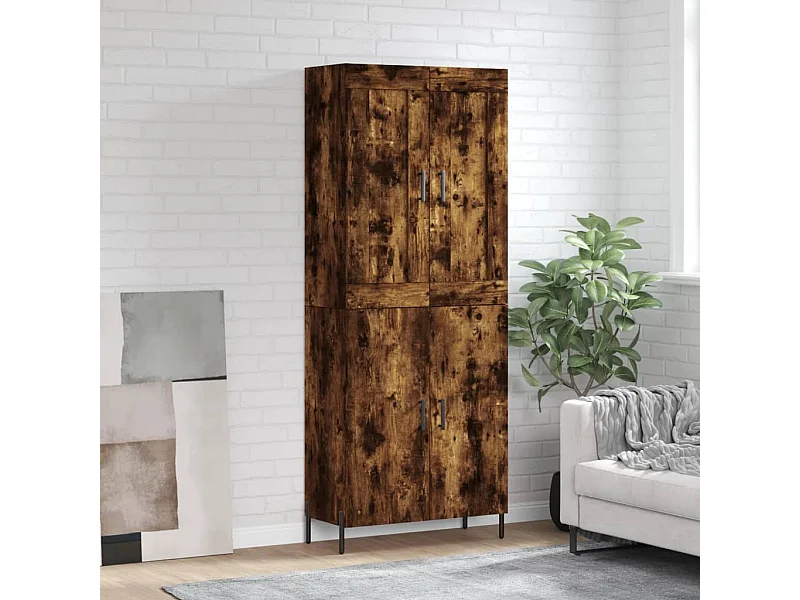 Buffet haut Chêne fumé 69,5x34x180 cm Bois d'ingénierie