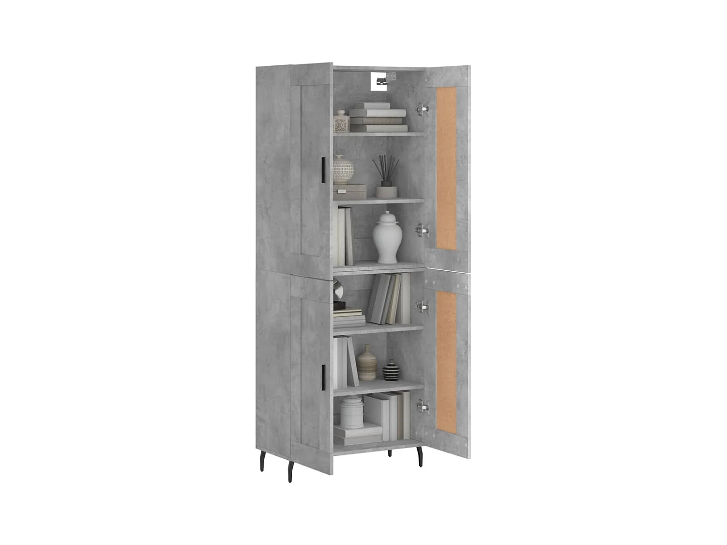 Buffet haut Gris béton 69,5x34x180 cm Bois d'ingénierie
