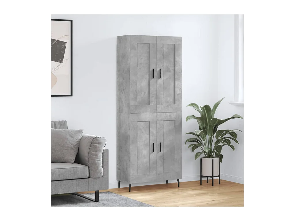 Buffet haut Gris béton 69,5x34x180 cm Bois d'ingénierie