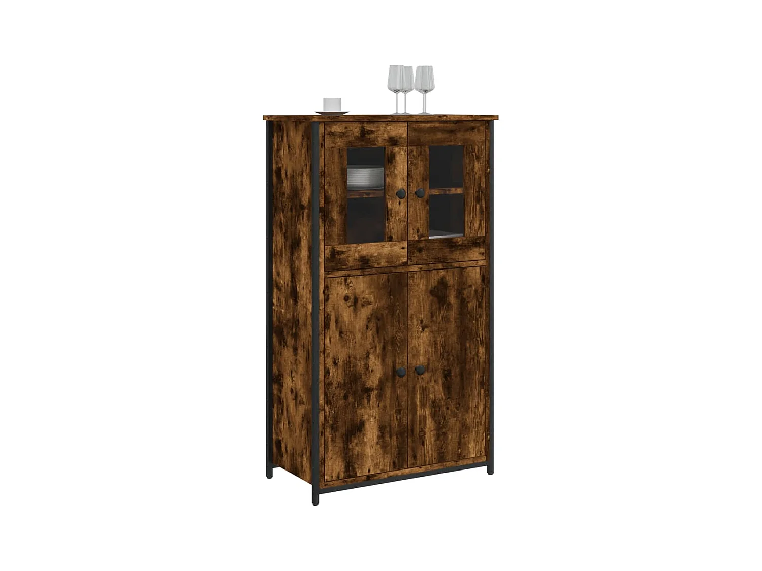 Buffet haut chêne fumé 62x32x106,5 cm bois d'ingénierie
