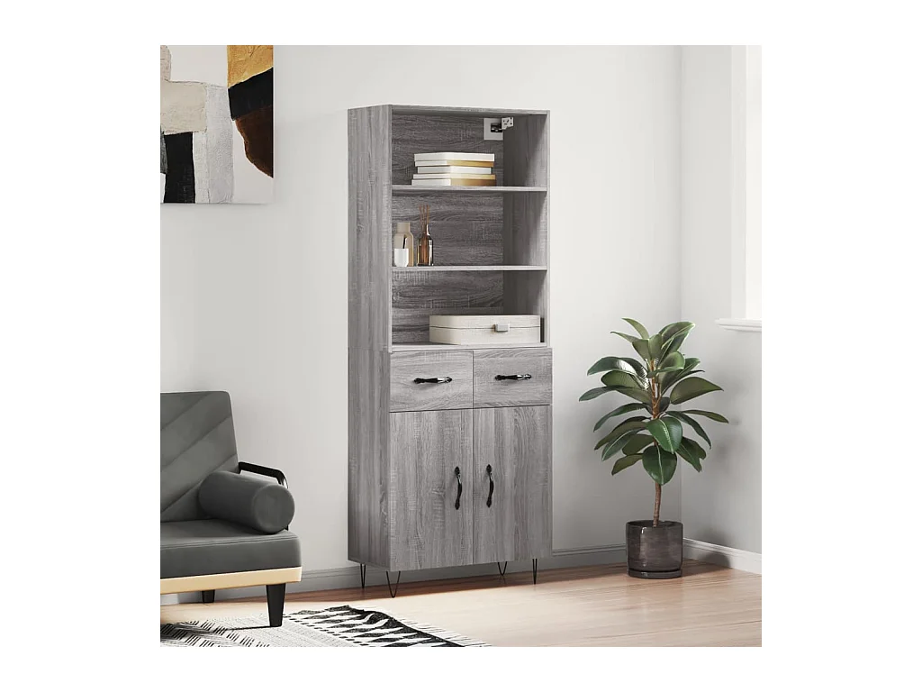Buffet haut Sonoma gris 69,5x34x180 cm Bois d'ingénierie