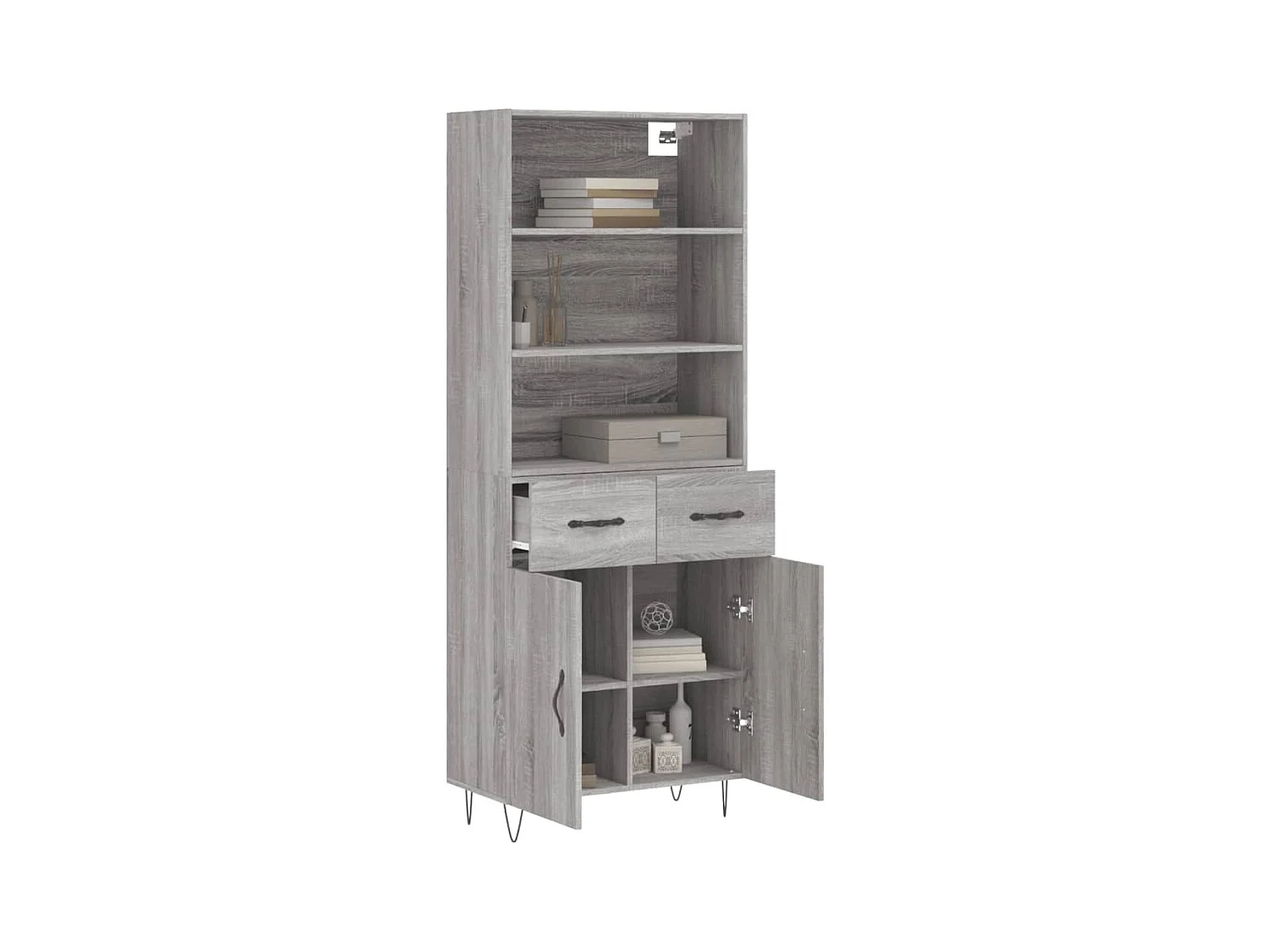 Buffet haut Sonoma gris 69,5x34x180 cm Bois d'ingénierie