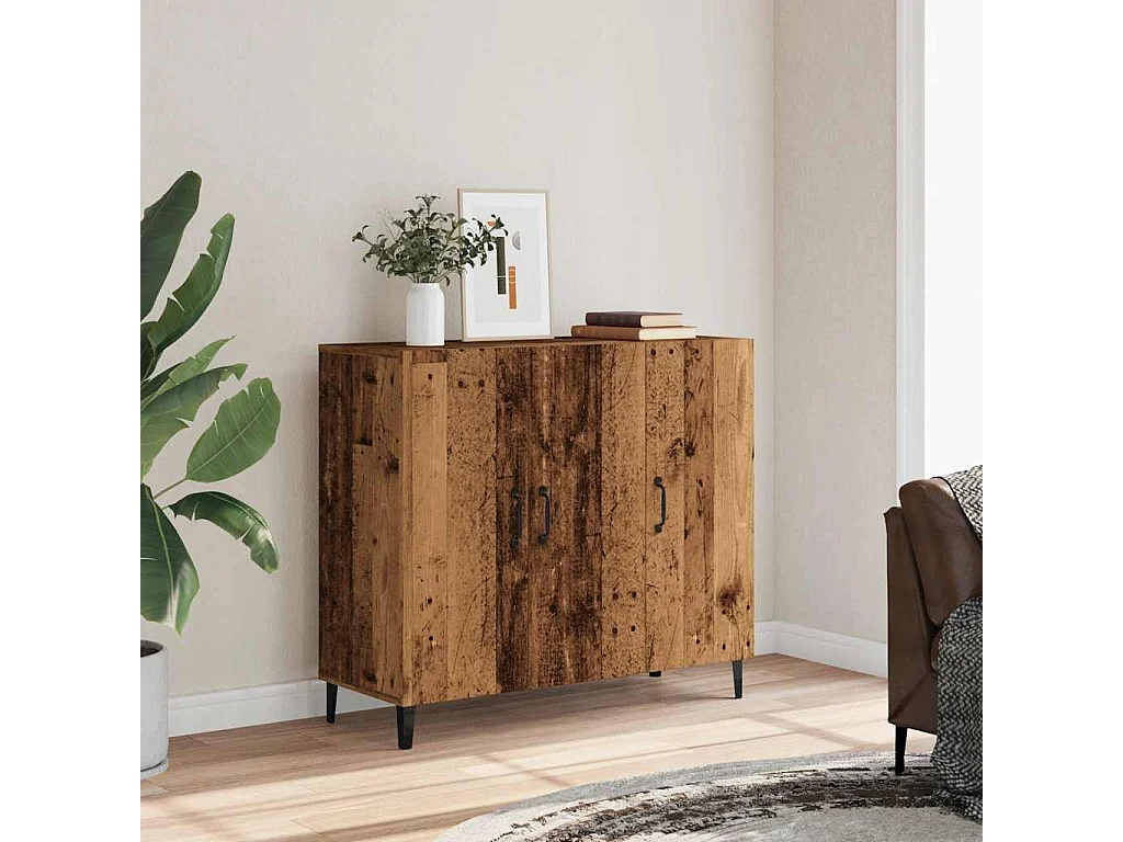 Oud houten dressoir 90x34x80 cm bewerkt hout