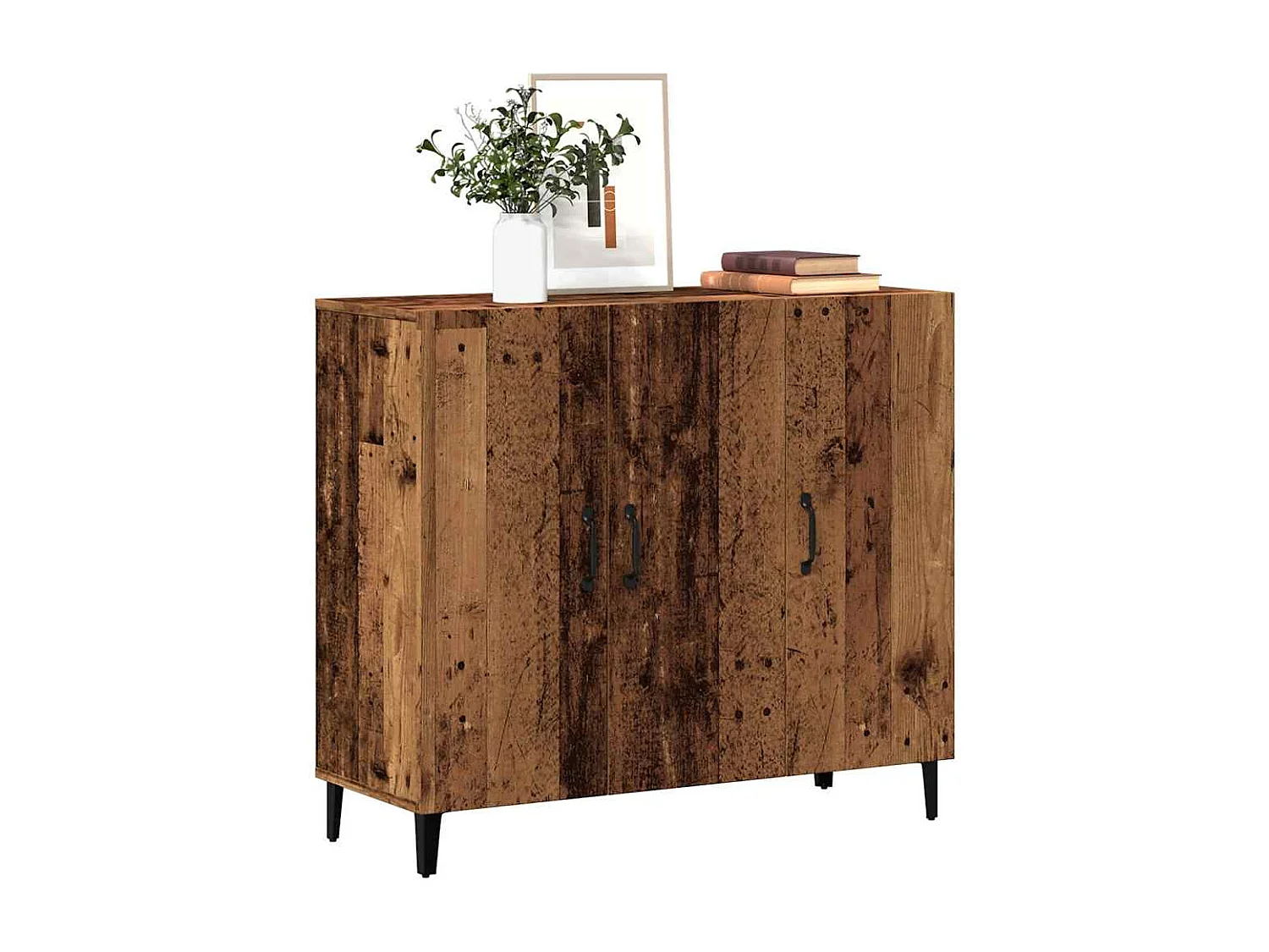 Oud houten dressoir 90x34x80 cm bewerkt hout