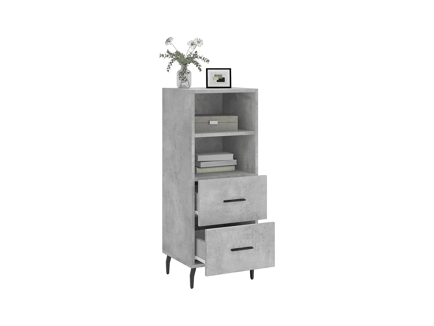 Buffet Gris béton 34,5x34x90 cm Bois d'ingénierie