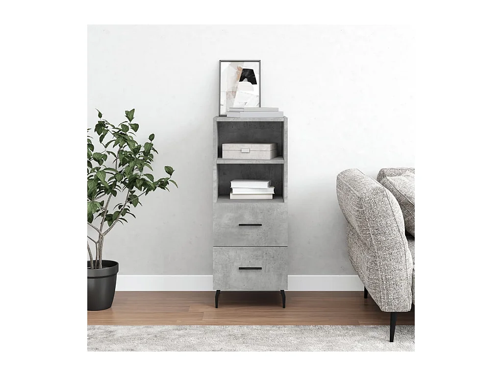 Buffet Gris béton 34,5x34x90 cm Bois d'ingénierie