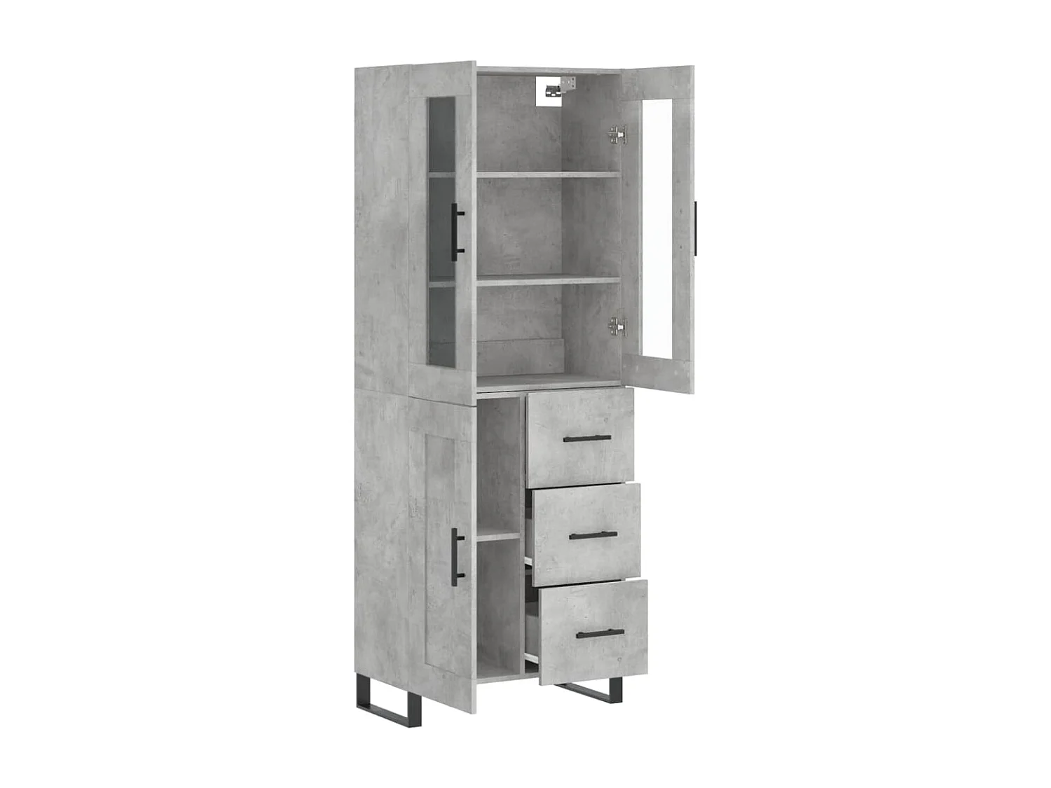 Buffet haut Gris béton 69,5x34x180 cm Bois d'ingénierie