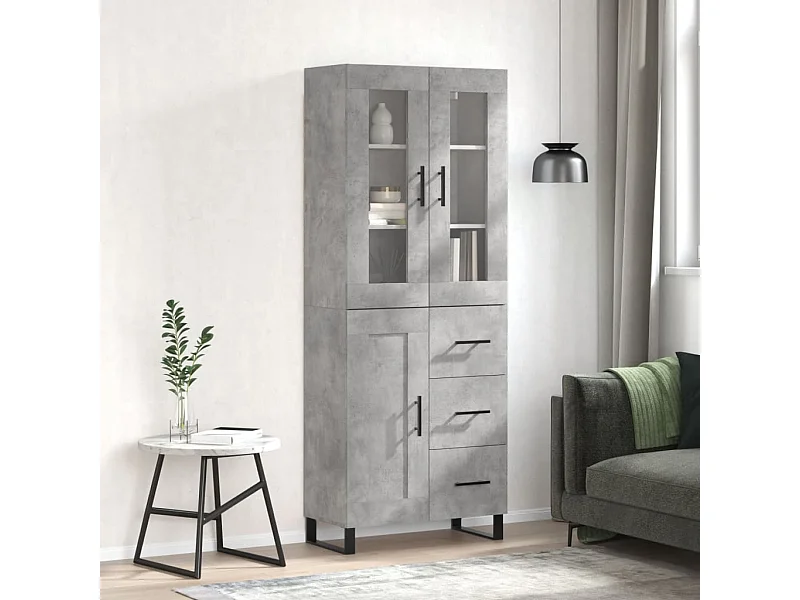Credenza alta Grigio cemento 69,5x34x180 cm Legno ingegnerizzato