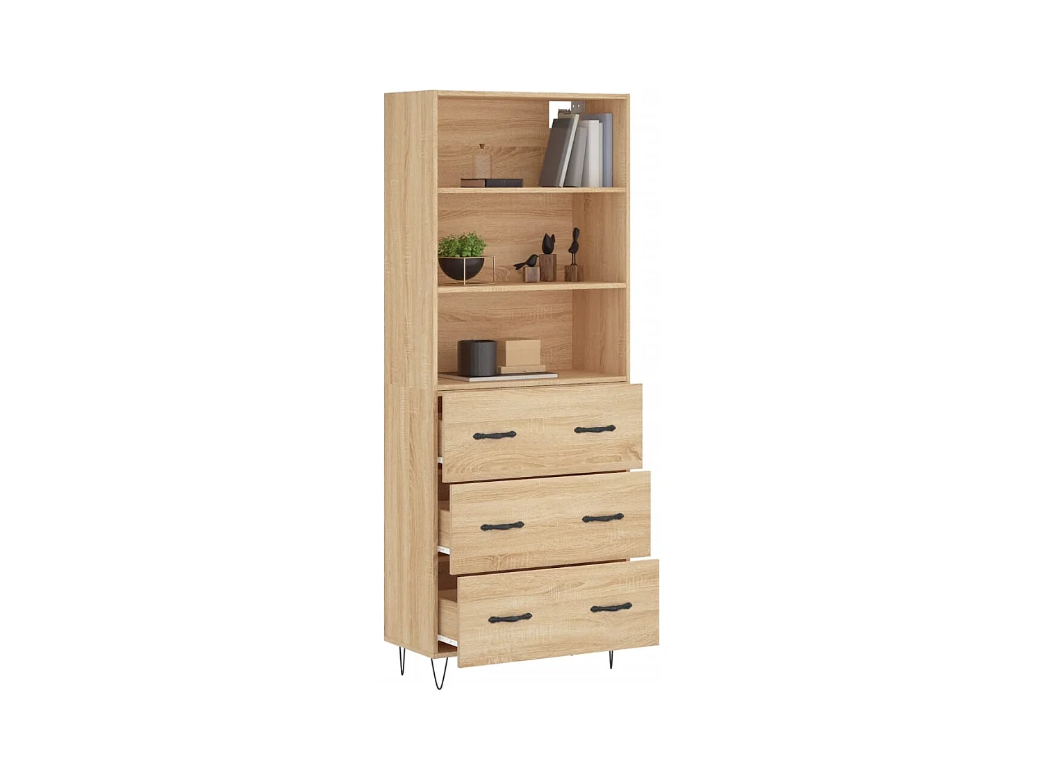 Hoog dressoir Sonoma eiken 69,5x34x180 cm Technisch hout
