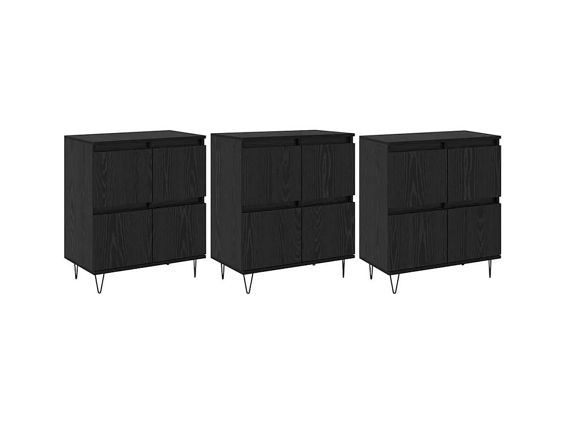 Buffets 3 pcs Chêne noir 180 x 35 x 70 cm Bois d'ingénierie