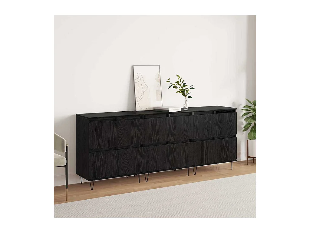 Buffets 3 pcs Chêne noir 180 x 35 x 70 cm Bois d'ingénierie