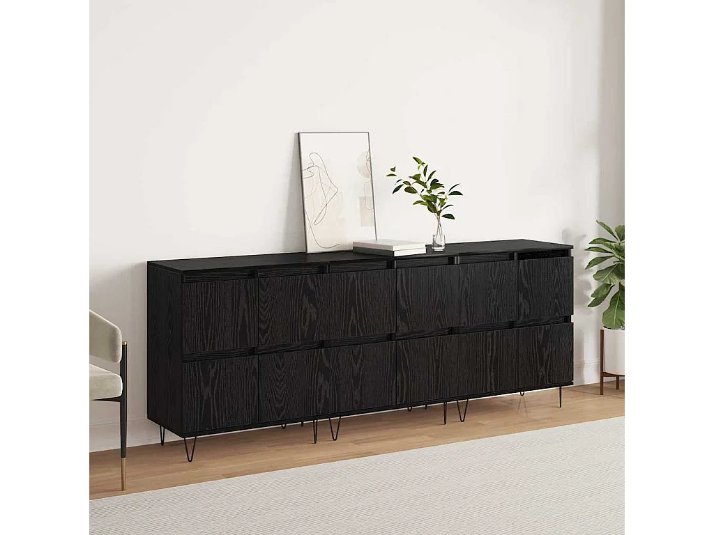Buffets 3 pcs Chêne noir 180 x 35 x 70 cm Bois d'ingénierie