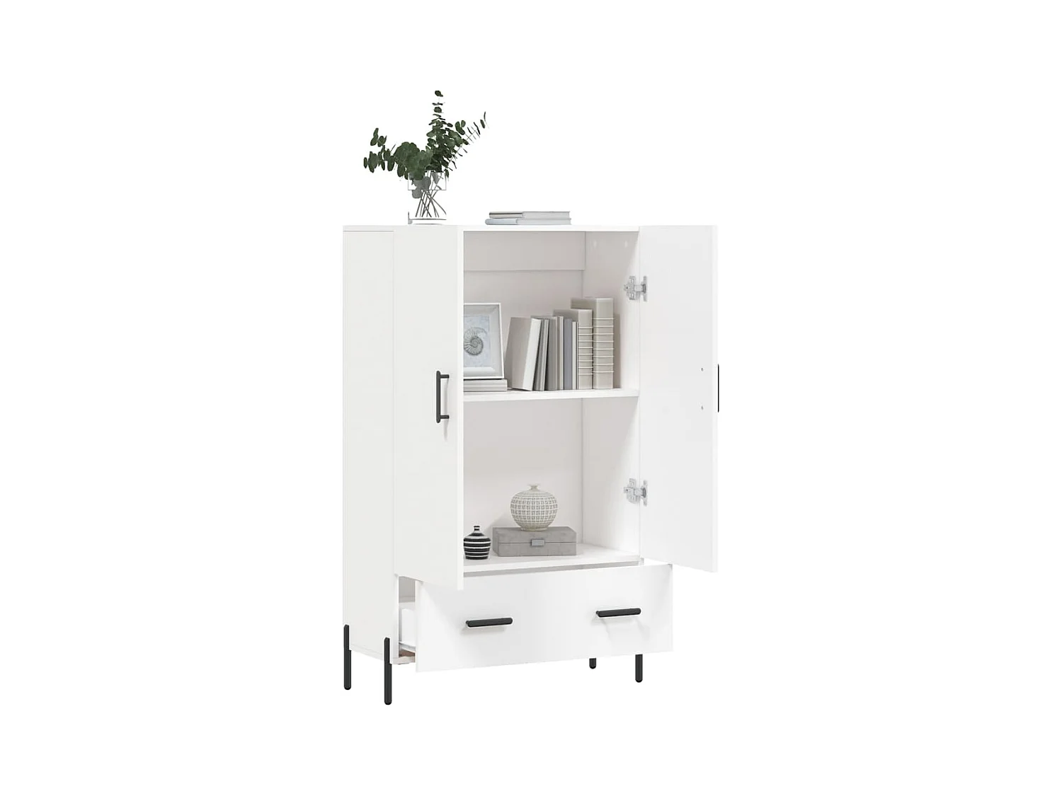 Buffet haut blanc 69,5x31x115 cm bois d'ingénierie