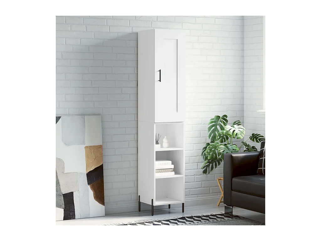 Credenza alta bianca 34,5x34x180 cm Legno ingegnerizzato