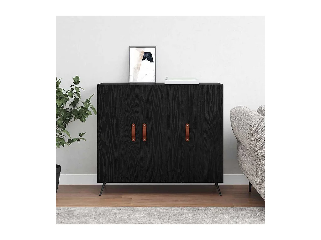 Buffet Noir 90 x 34 x 80 cm Bois d'ingénierie