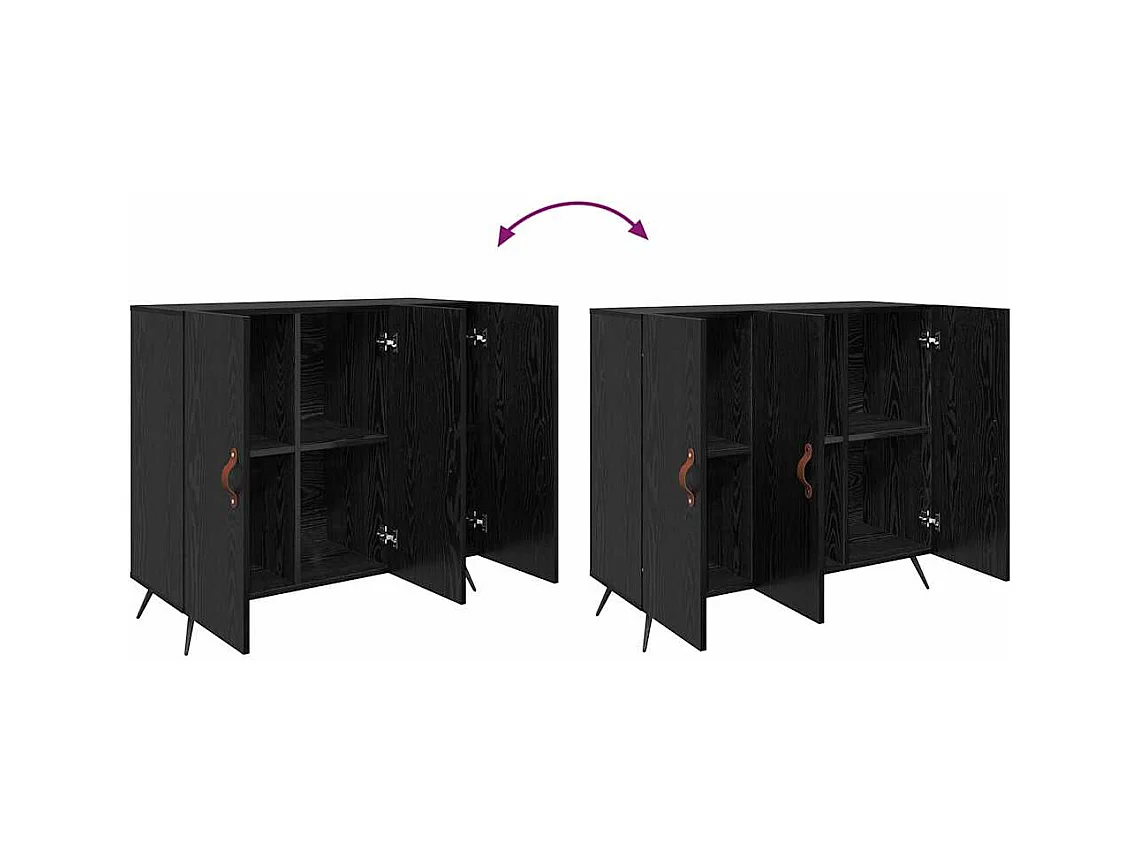 Buffet Noir 90 x 34 x 80 cm Bois d'ingénierie