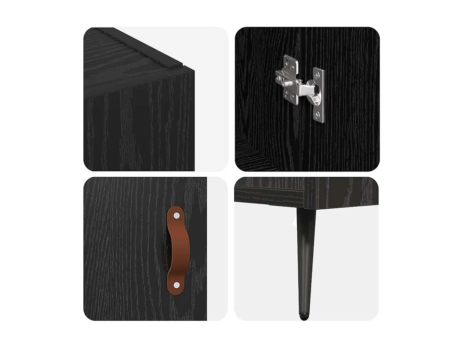 Aparador negro 90 x 34 x 80 cm Madera de ingeniería