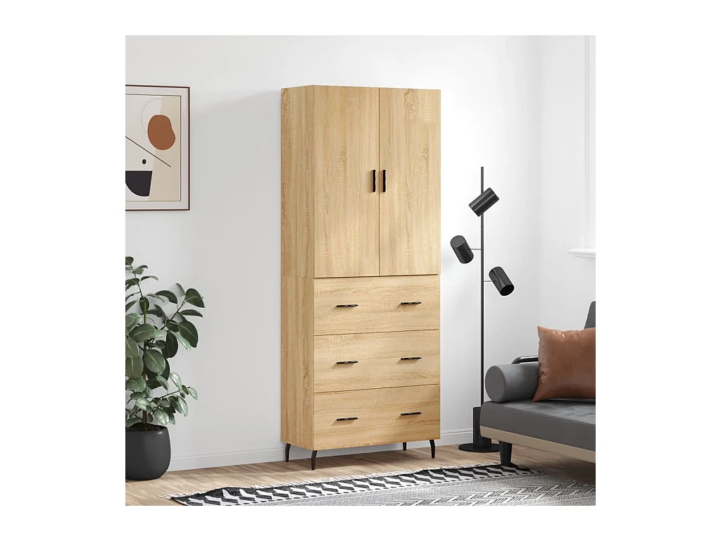 Buffet haut Chêne sonoma 69,5x34x180 cm Bois d'ingénierie