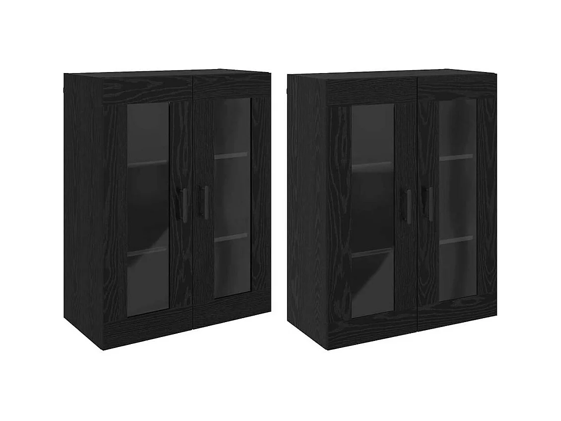 Pensili 2 pezzi Rovere Nero 69,5 x 34 x 90 cm