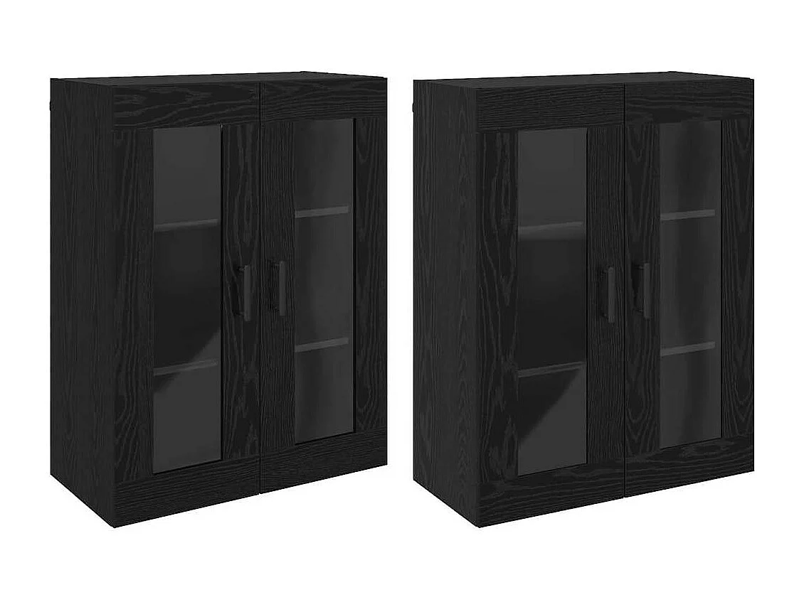 Pensili 2 pezzi Rovere Nero 69,5 x 34 x 90 cm