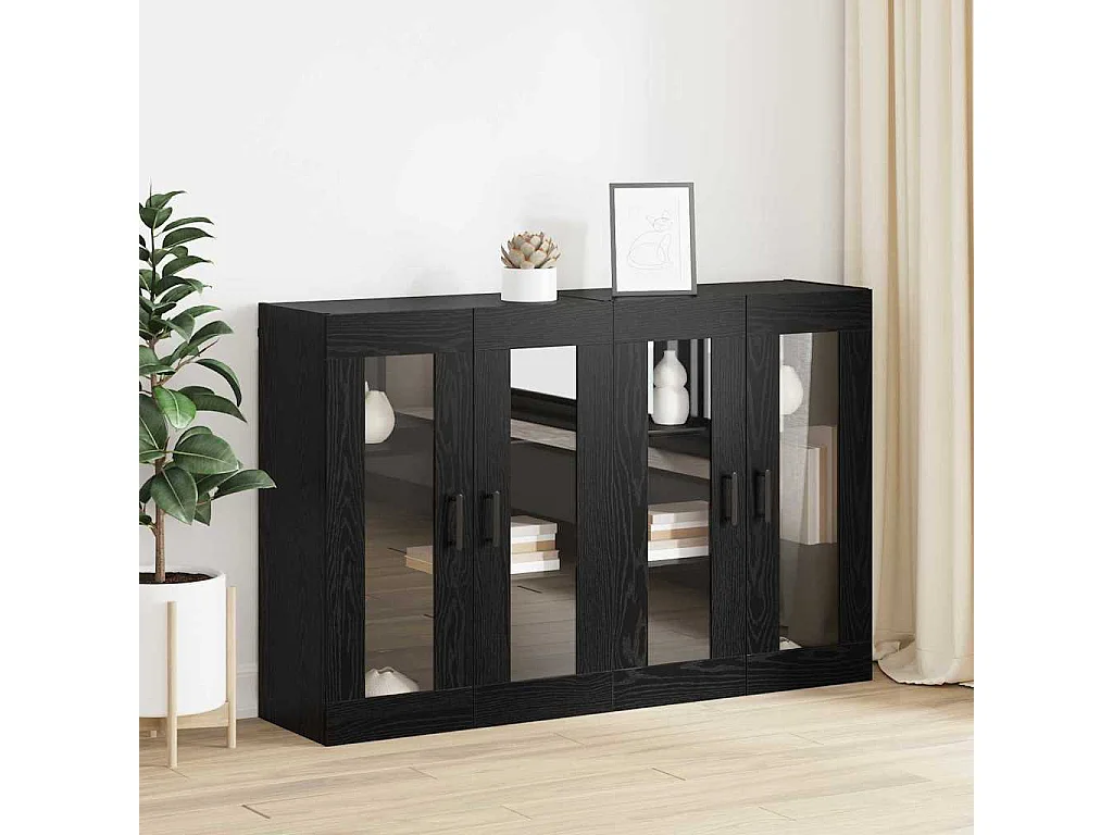 Pensili 2 pezzi Rovere Nero 69,5 x 34 x 90 cm