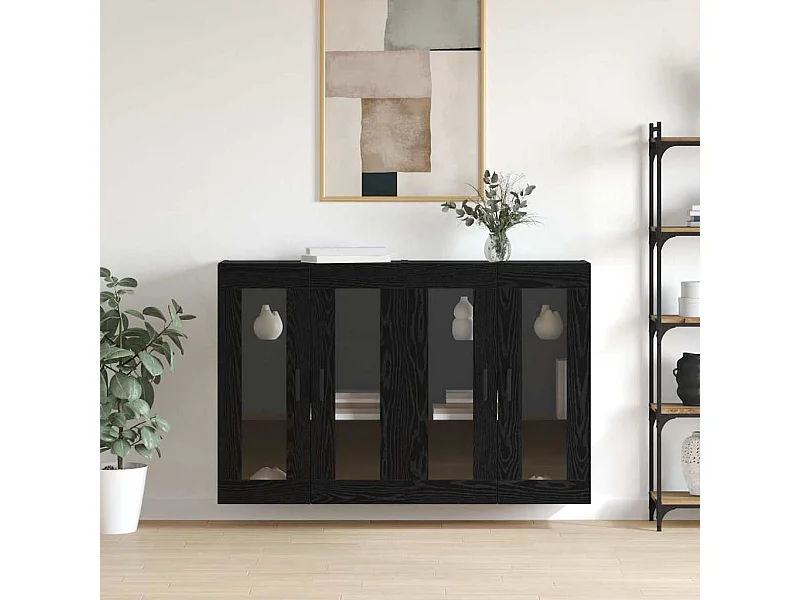 Pensili 2 pezzi Rovere Nero 69,5 x 34 x 90 cm