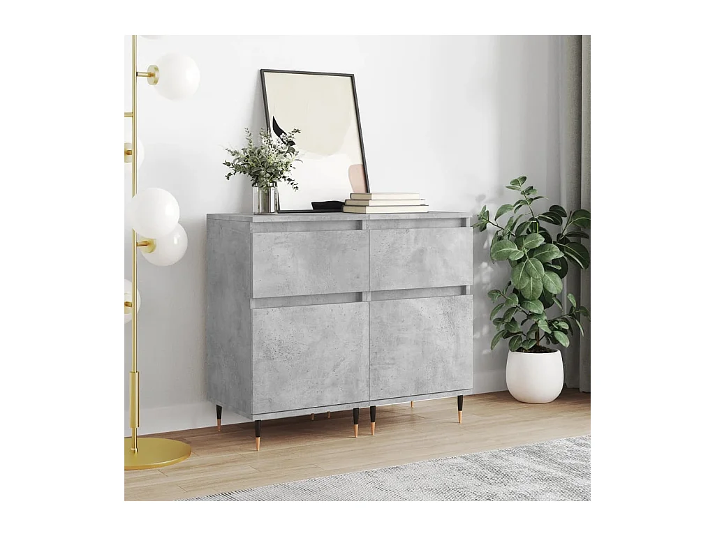 Buffets 2 pcs gris béton 40x35x70 cm bois d'ingénierie