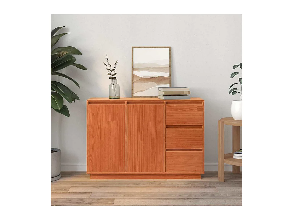 Buffet avec tiroir Marron 111 x 34 x 75 cm Bois de pin massif