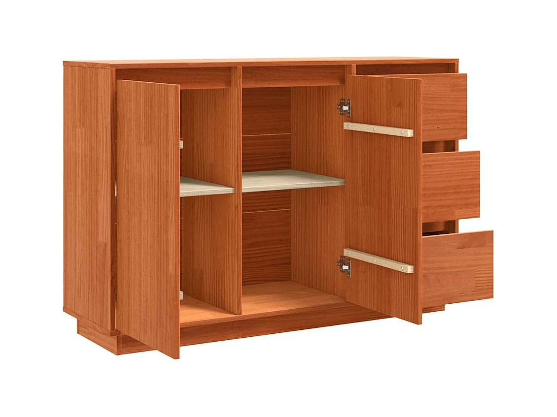 Buffet avec tiroir Marron 111 x 34 x 75 cm Bois de pin massif