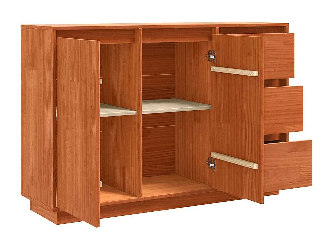 Buffet avec tiroir Marron 111 x 34 x 75 cm Bois de pin massif