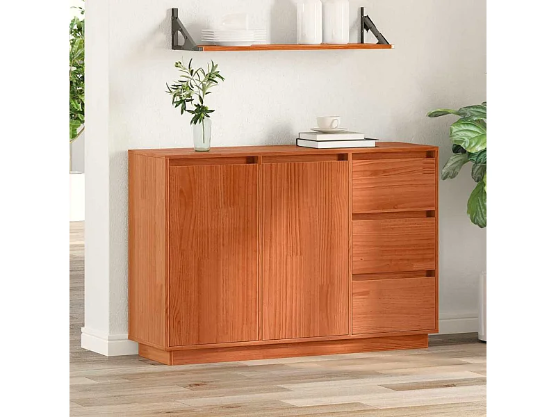 Buffet avec tiroir Marron 111 x 34 x 75 cm Bois de pin massif