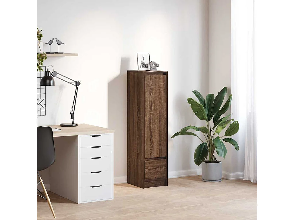 Buffet haut chêne marron 29,5x34x119,5 cm bois d'ingénierie