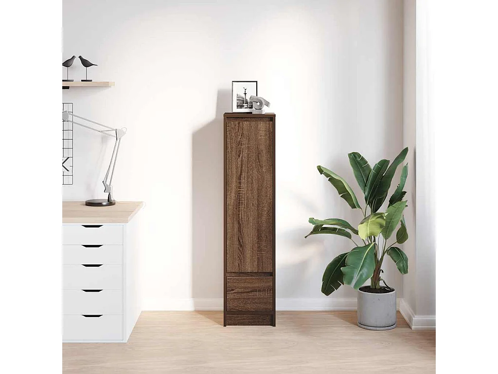 Buffet haut chêne marron 29,5x34x119,5 cm bois d'ingénierie