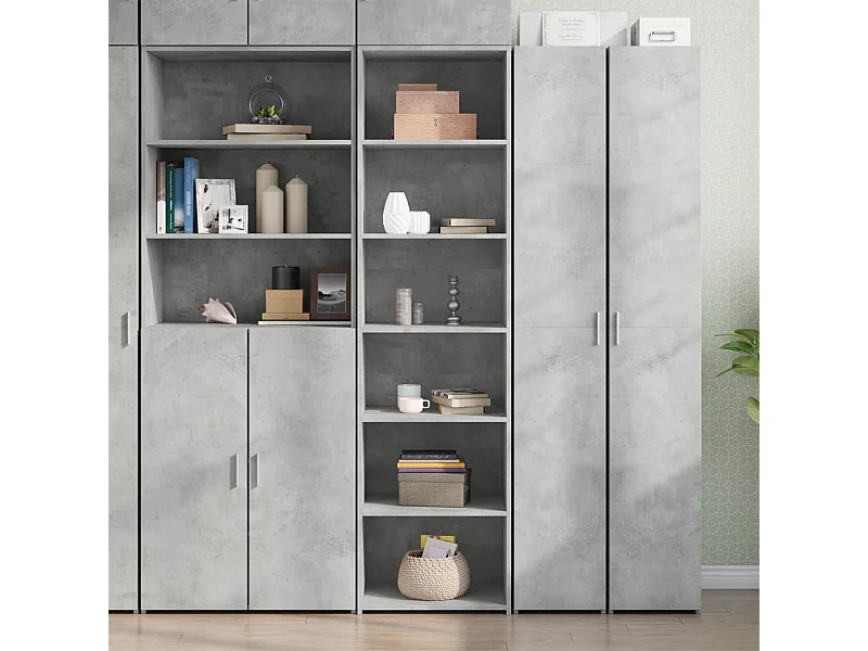 Credenza alta grigio cemento 50x41x185 cm in legno ingegnerizzato