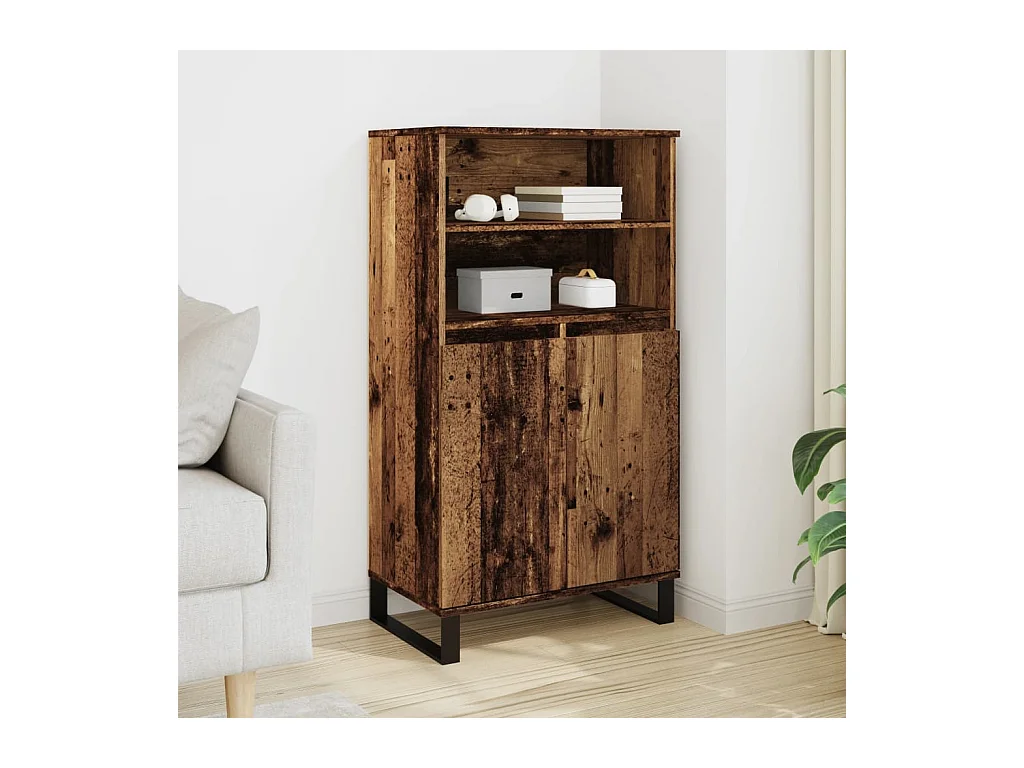 Buffet haut vieux bois 60x36x110 cm bois d'ingénierie