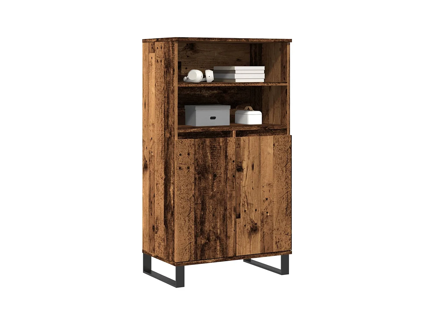 Buffet haut vieux bois 60x36x110 cm bois d'ingénierie