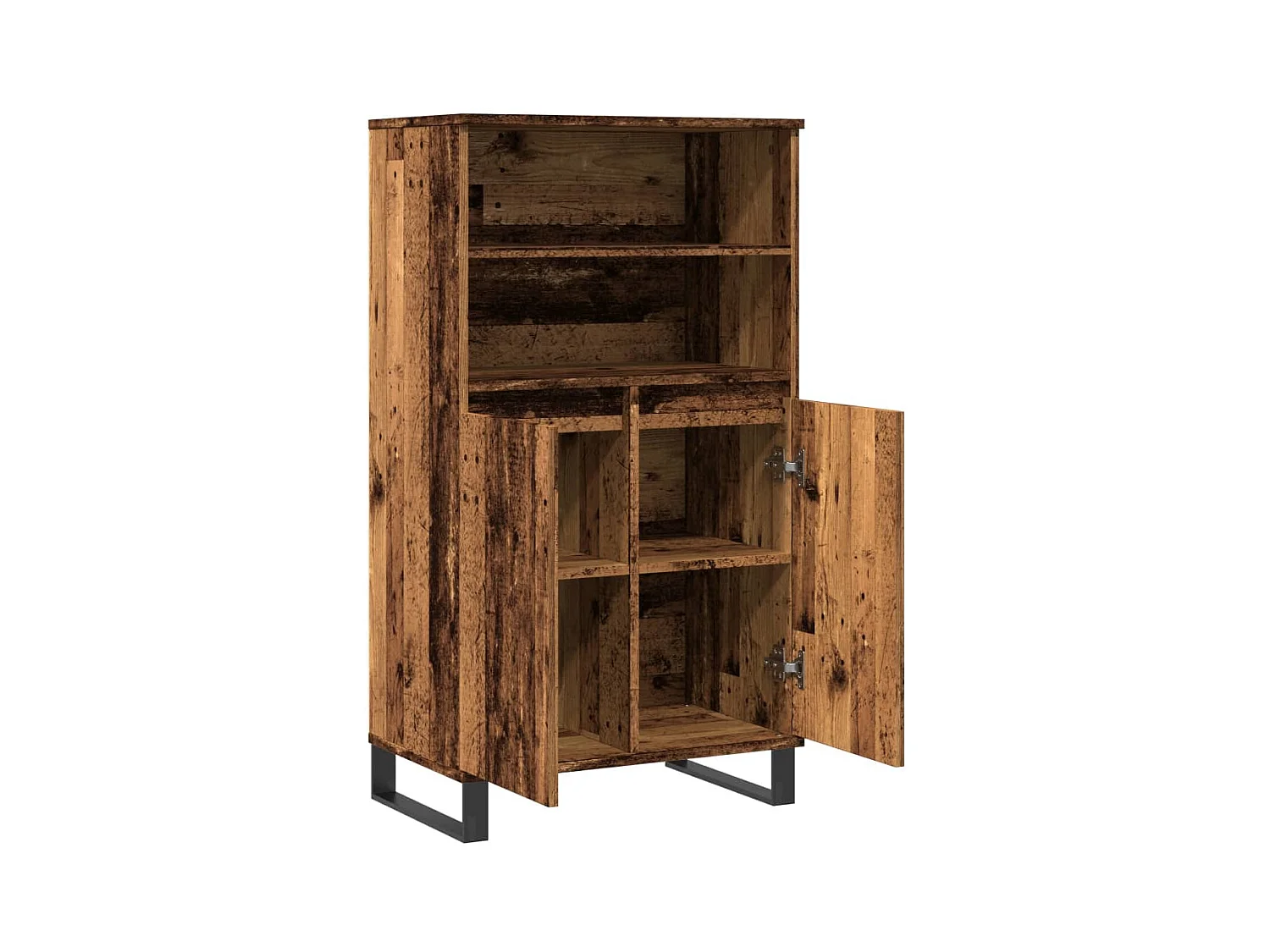 Buffet haut vieux bois 60x36x110 cm bois d'ingénierie