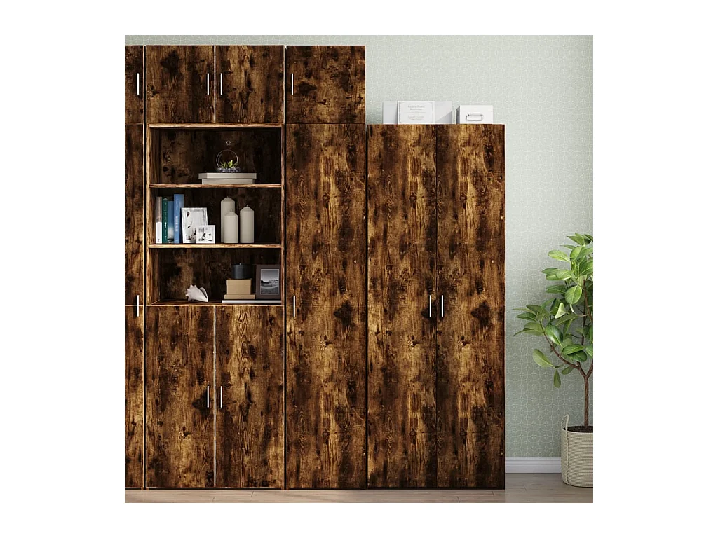 Armoire de rangement mince chêne fumé 40x42,5x225 cm