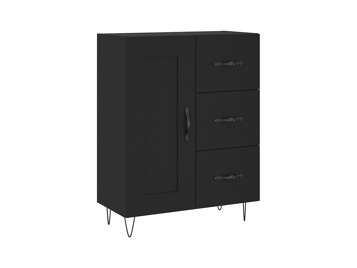 Zwarte hoge dressoir 69,5x34x180 cm Bewerkt hout