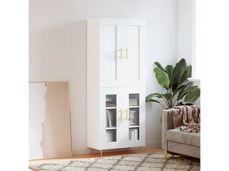 Buffet haut Blanc 69,5x34x180 cm Bois d'ingénierie