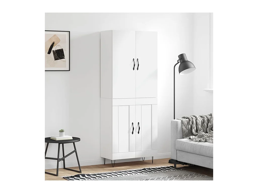 Weißes hohes Sideboard 69,5 x 34 x 180 cm Holzwerkstoff