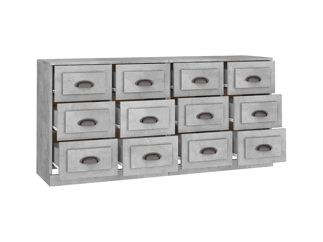 Buffets 2 pcs gris béton bois d'ingénierie