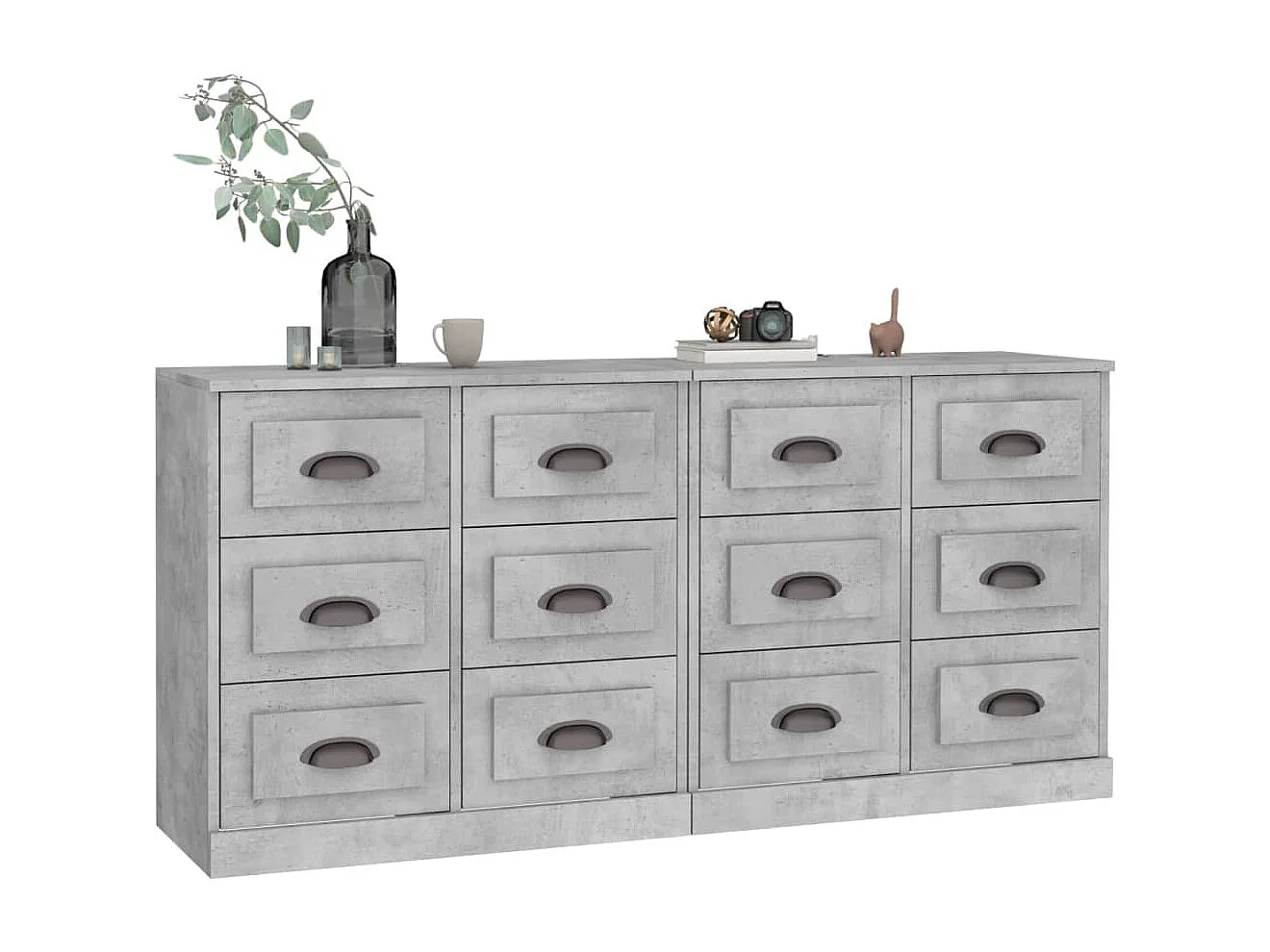 Buffets 2 pcs gris béton bois d'ingénierie