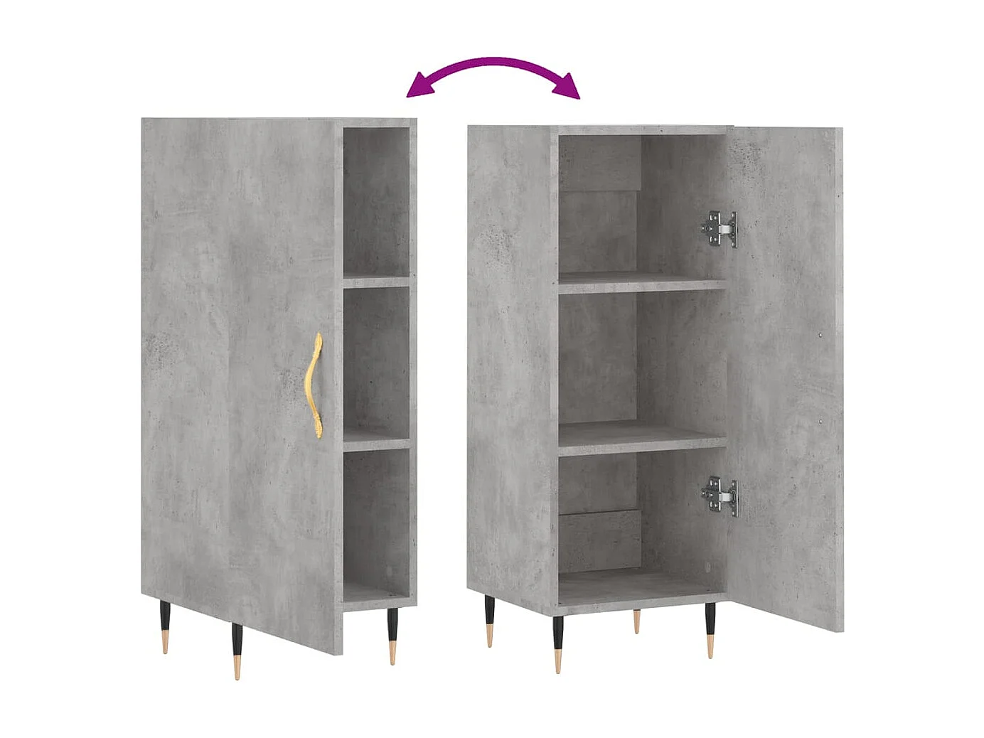 Buffet Gris béton 34,5x34x90 cm Bois d'ingénierie