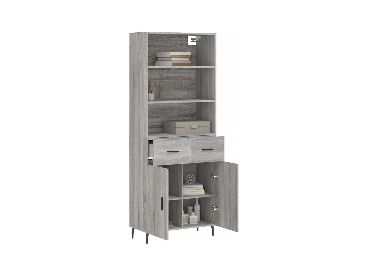 Aparador alto Sonoma gris 69,5x34x180 cm Madera de ingeniería